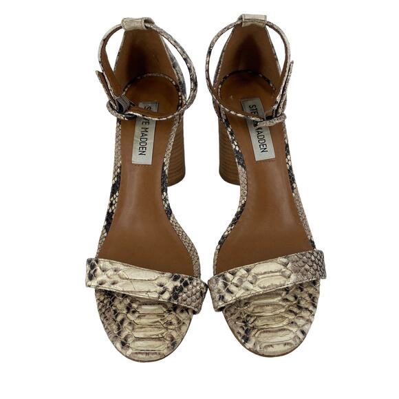 Women's STEVE MADDEN Size 6 Sara Faux Snakeskin Ankle Strap High Heel Sandals - Picture 12 of 13